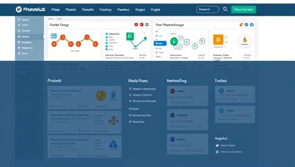 An online platform design mockup displaying a collaborative workspace with project boards, resource sharing features, and networking tools on PharmaHub Exchange, showcasing the platform's versatility and connectivity for pharmaceutical research initiatives.