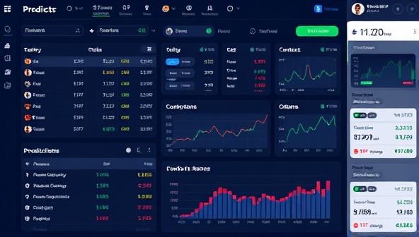 A digital prediction marketplace interface displaying a variety of prediction categories and contracts available for trading, with interactive charts and statistics showing user predictions and outcomes, illustrating the dynamic and decentralized nature of PredictPro Exchange's peer-to-peer prediction marketplace.