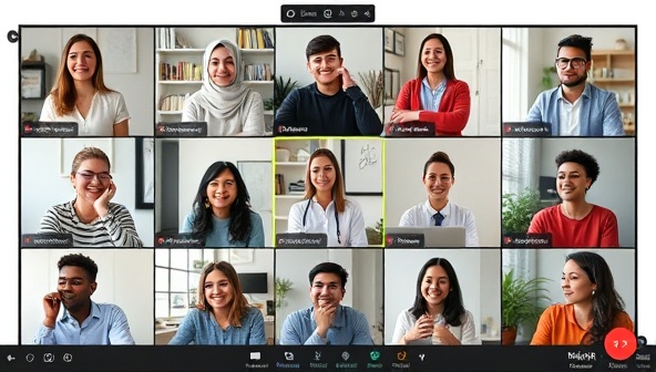 A diverse group of professionals and students engaging in a virtual mental wellness workshop via video conference, with a facilitator leading a discussion on resilience strategies, mindfulness practices, and self-care tips, creating a supportive and interactive learning environment at MindShift Workshops.
