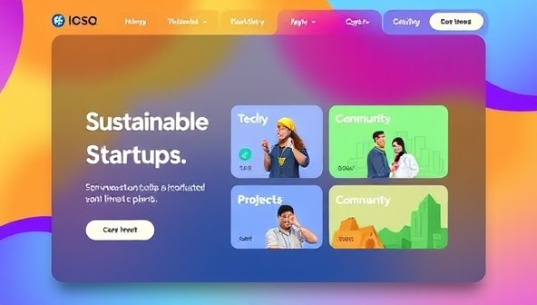 A colorful and dynamic platform interface displaying various investment options like sustainable startups, tech innovations, and community projects, inviting users to explore and invest.