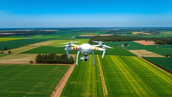 A breathtaking aerial shot of lush farmland captured by a high-quality drone, showcasing the precision and detail of agricultural drone photography services.