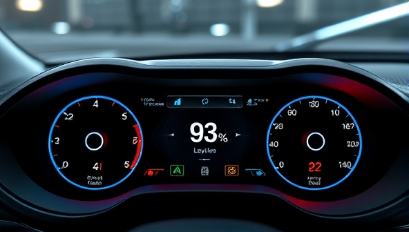 A dashboard display showing real-time data on a car's maintenance status, with alerts for upcoming service tasks, displayed on a sleek, futuristic interface, emphasizing the smart and proactive nature of the AutoCare Tracker system.