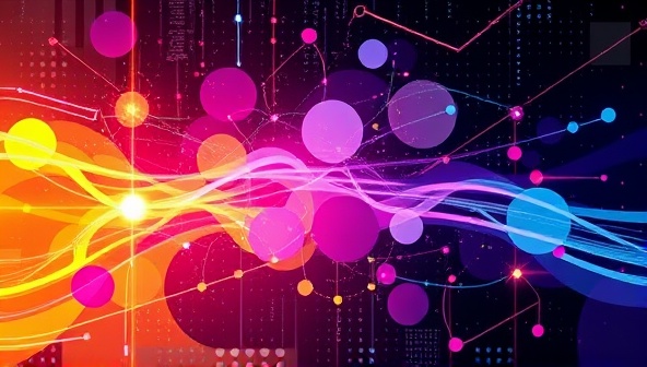 An abstract digital art creation featuring vibrant colors, dynamic shapes, and moving patterns that evoke a sense of wonder and curiosity, inviting viewers to step into a mesmerizing digital world of art and innovation.