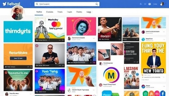 A vibrant social media feed display with colorful graphics, engaging videos, and captivating animations representing different brands and industries, evoking creativity and professionalism.