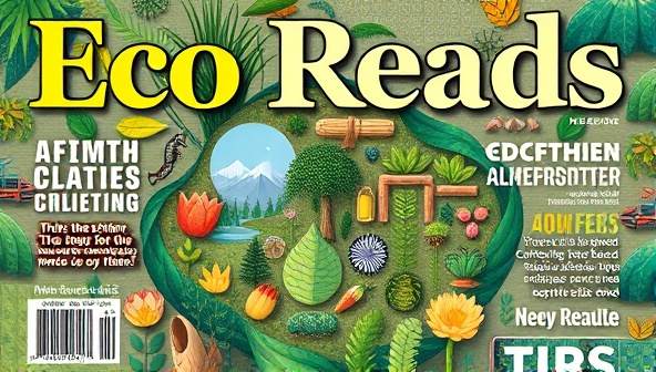An eco-conscious digital magazine cover featuring vibrant nature-inspired illustrations, eco-friendly lifestyle tips, and visually appealing design elements that convey a sense of sustainability and environmental awareness, capturing the essence of EcoReads' eco-friendly digital magazine subscription service.