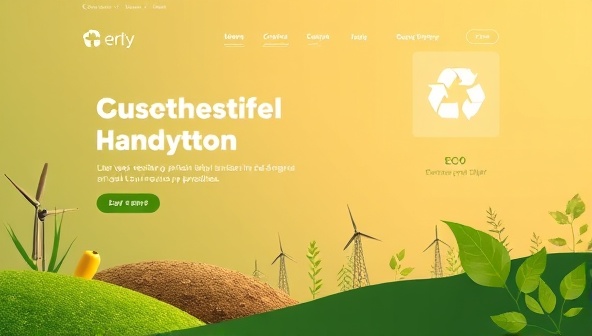 An eco-friendly website design featuring earthy tones, natural imagery, and renewable energy symbols, with a focus on sustainable products and practices, creating a visually appealing and environmentally conscious online presence.