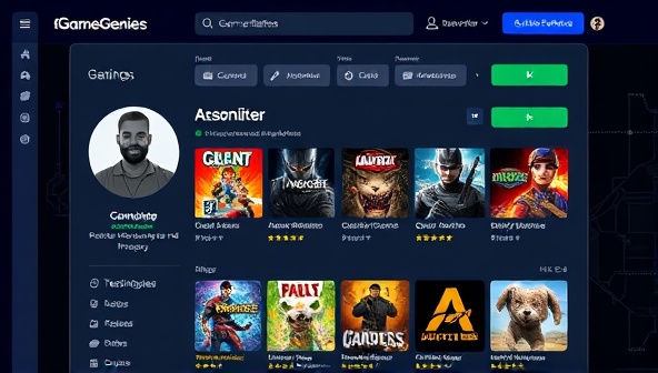 An AI-generated interface showcasing a user receiving personalized game recommendations based on their gaming history and preferences, with vibrant game covers and ratings, illustrating the convenience and customization of GameGenie's platform.