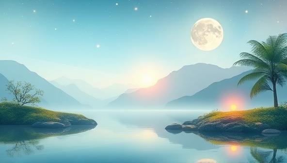 A soothing visual representation of mental wellness, featuring a serene digital landscape with calming colors, mindfulness symbols, and peaceful imagery like nature scenes and relaxation elements, evoking a sense of tranquility and emotional balance.