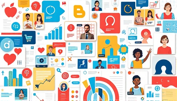 An artistic collage of social media icons, creative content samples, and influencer collaborations, symbolizing the vibrant and dynamic world of personal branding consultancy for influencers.