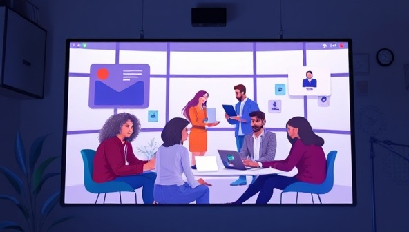 An innovative digital interface displaying a diverse group of freelancers collaborating with financial planners in a virtual hub, symbolizing the supportive and personalized financial services offered by FreeAgent Finance Hub to empower freelancers in their financial journeys.