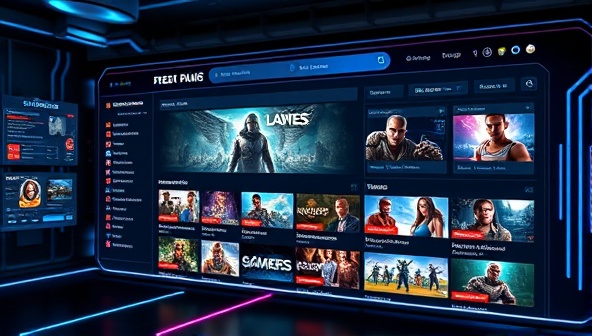 An innovative visualization of AI algorithms analyzing user gaming preferences and generating tailored game recommendations, depicted through a futuristic interface displaying recommended game titles and genres based on user profiles and preferences, emphasizing the personalized and cutting-edge nature of the service.