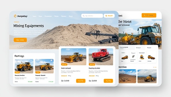 An engaging digital platform interface showcasing a variety of mining equipment available for rent, with clear images, descriptions, and rental options, creating a seamless user experience for miners.