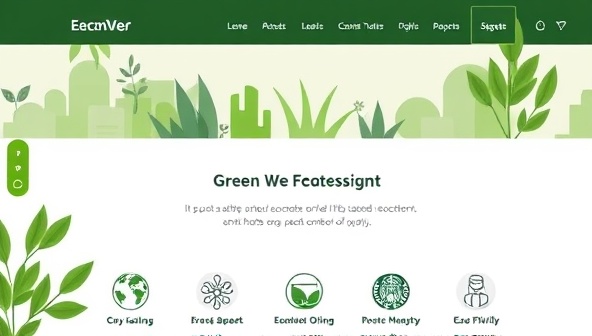 An eco-friendly website interface featuring nature-inspired elements, green color schemes, and eco logos, representing the sustainable and environmentally conscious designs of GreenWebDesign.