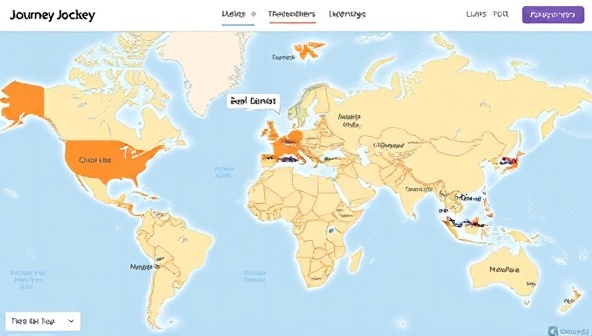 An interactive map interface on the Journey Jockey platform displaying customized travel itineraries with local landmarks, hidden gems, and cultural insights, inviting travelers to embark on personalized journeys curated by destination experts, fostering a sense of discovery and connection with each travel experience.
