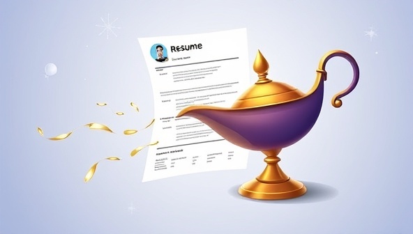 A dynamic digital illustration of a resume transforming into a magical genie lamp, symbolizing the transformative power of ResumeGenie in enhancing job applications and opening doors to new career opportunities, capturing the essence of career advancement and success.
