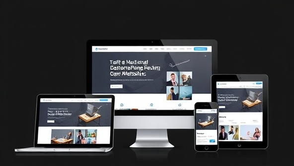 A sleek and modern one-page website template displayed on multiple devices, showcasing its responsiveness and user-friendly design features, highlighting the simplicity and elegance of SoloPage Studio's web design platform.