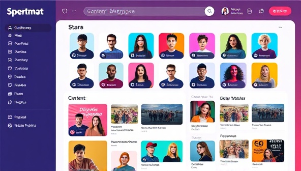 An engaging visual of a virtual marketplace interface, showcasing diverse content creators' profiles, vibrant content categories, and a seamless user experience, illustrating the platform's versatility and efficiency.