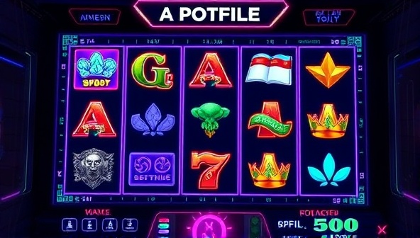 An AI-powered slot machine interface displaying dynamic gameplay elements, personalized recommendations, and futuristic visual effects, highlighting the advanced technology and interactive features of the AI Slot Sensation platform.
