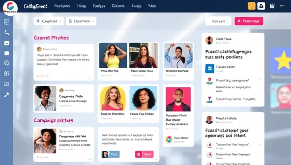 An interactive and visually captivating marketplace interface displaying various brand collaboration opportunities, influencer profiles, and campaign pitches, showcasing the diverse range of partnership options available on the CollabConnect platform, fostering collaboration and growth for subscribers.