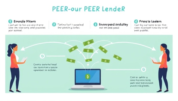 An engaging infographic illustrating the peer-to-peer lending process, showing money flowing between borrowers and lenders through a digital platform, symbolizing financial empowerment and community support.