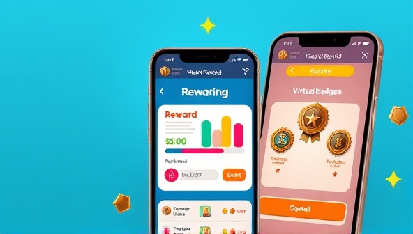 An interactive mobile app interface featuring engaging game elements, reward progress bars, and virtual badges, creating a gamified loyalty experience that captivates users and encourages participation.