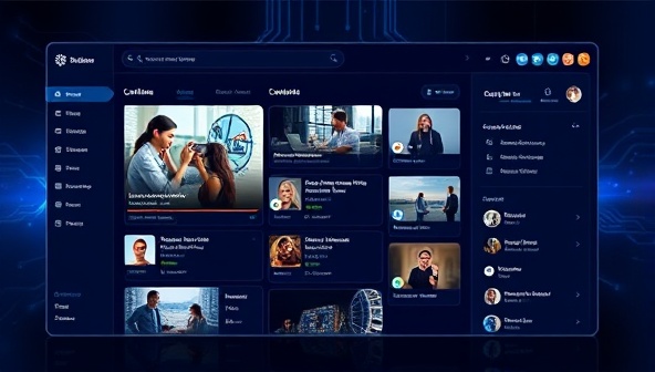 A sleek and modern interface of an AI-powered platform, displaying various content options being generated in real-time, symbolizing efficiency and innovation.