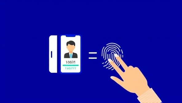 An animated graphic showing a seamless identity verification process on a smartphone, where a user's biometric data is scanned and authenticated with a digital fingerprint, symbolizing the quick and secure nature of the eVerify Citizen service.