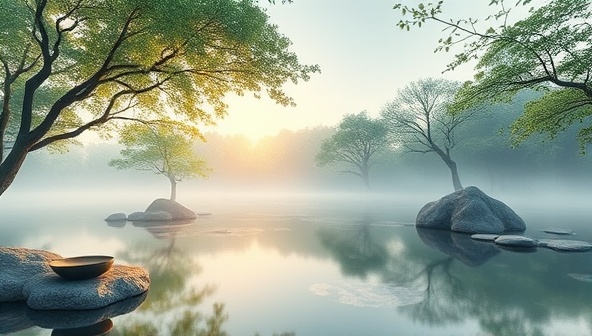 An ethereal and tranquil virtual space featuring serene nature scenes, soothing sounds, and peaceful meditation settings, encapsulating the essence of Serenity Haven's virtual wellness retreat experience designed to promote relaxation, rejuvenation, and inner peace for participants seeking holistic well-being.