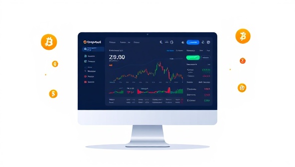 An engaging digital illustration of the CryptoHub Connect platform interface on a computer screen, displaying real-time cryptocurrency prices and exchange rates, with dynamic graphs and trading tools, representing convenience and efficiency in crypto trading and exchange comparison.