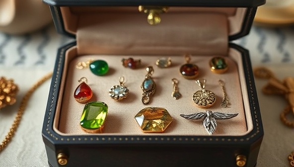 A collection of EcoChic Ornaments bespoke sustainable jewelry pieces displayed in a luxurious jewelry box, featuring ethically sourced gemstones, recycled metals, and eco-friendly materials intricately crafted into unique and personalized designs, highlighting sustainability and individuality in eco-chic accessories.