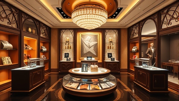 An opulent virtual showroom featuring a collection of luxury products displayed in a 3D environment with interactive elements and virtual brand ambassadors, surrounded by a sophisticated digital ambiance and elegant design details, showcasing the immersive and exclusive experiences offered by VirtuLuxe Showcase for premium product presentations.