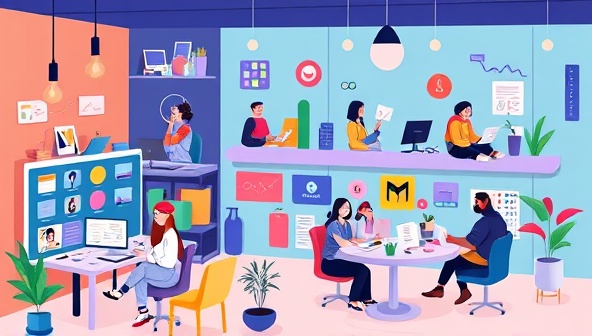 A vibrant online community hub showcasing freelancers collaborating on projects, attending virtual workshops, and engaging in mentorship sessions, with colorful graphics and interactive elements representing skill enhancement and networking opportunities, creating a dynamic and supportive environment for freelance growth.