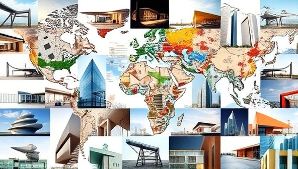 An engaging visual of diverse designers and architects from around the world submitting their design entries on the DesignQuest platform, showcasing a vibrant and collaborative online design community united by their passion for architectural innovation.