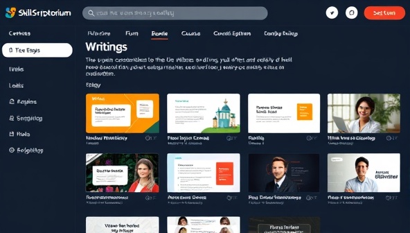 An online learning platform interface featuring a diverse selection of writing courses, interactive modules, and engaging instructor profiles, creating a dynamic and educational environment for writers to hone their craft on SkillScriptorium.