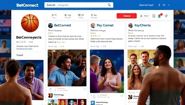 An engaging social media feed showing friends interacting on BetConnect Social, sharing bets, cheering for their favorite teams, and celebrating wins together, creating a vibrant and social betting community.