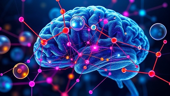 An abstract representation of neural pathways intertwined with vibrant design elements and website layouts, symbolizing the subconscious connection and impact of MindSculptWeb's neuro-design web subscription services on user perception and engagement.