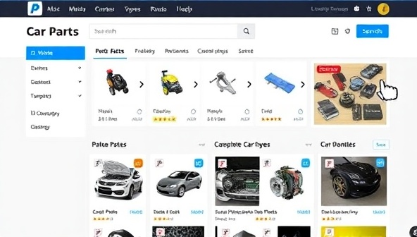 An online marketplace interface showcasing a variety of car parts categorized by make, model, and type, with user-friendly search filters, customer reviews, and secure checkout options, providing a seamless and efficient shopping experience on the PartSwap Hub platform.