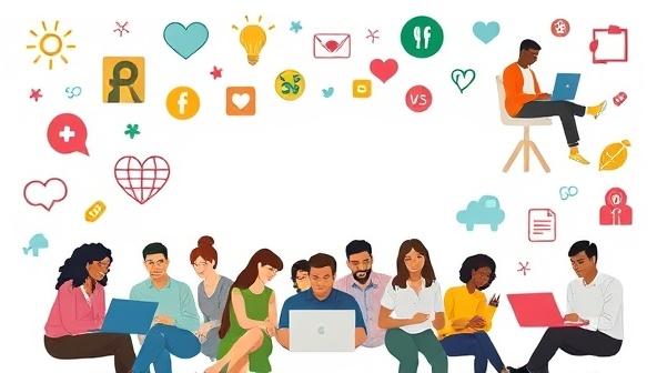 An inspiring collage of diverse individuals working together on laptops, surrounded by symbols of charity, positivity, and creativity, reflecting the collaborative and impactful nature of ImpactfulWebDesign in supporting social causes through design.