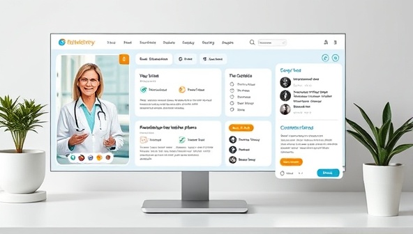 An elegant and user-friendly online portal displaying virtual doctor consultations, medication reminders, and personalized health plans for seniors, with a focus on simplicity and accessibility for the elderly demographic in the telemedicine concierge service.