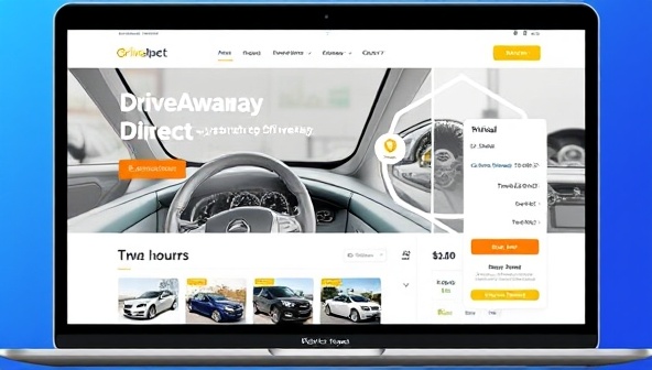 An online platform showcasing a sleek and user-friendly interface of DriveAway Direct, featuring virtual car tours, transparent pricing, and a seamless digital purchasing process, demonstrating the convenience and accessibility of remote car buying.