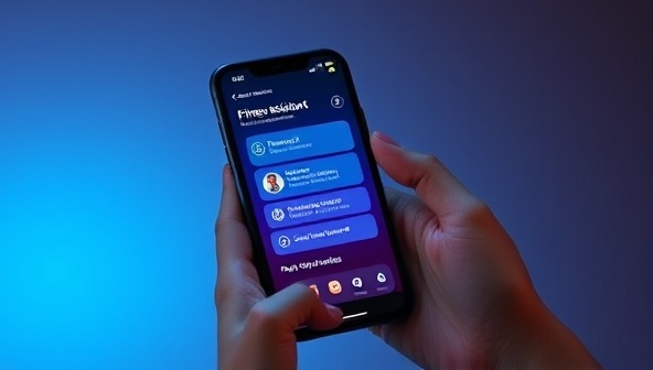An engaging visual of a futuristic virtual fitness assistant displayed on a smartphone screen, interacting with a user and providing workout recommendations, highlighting convenience and tech-savvy fitness solutions.