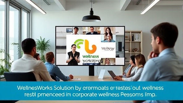 A virtual office setting with employees participating in a wellness workshop via video conference, showcasing the engagement and collaborative spirit fostered by WellnessWorks Solutions in corporate wellness programs.