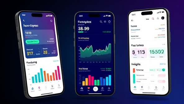An engaging app interface showcasing personalized financial insights, interactive charts, and budgeting tools, emphasizing the app's ability to provide comprehensive financial management solutions in one platform.