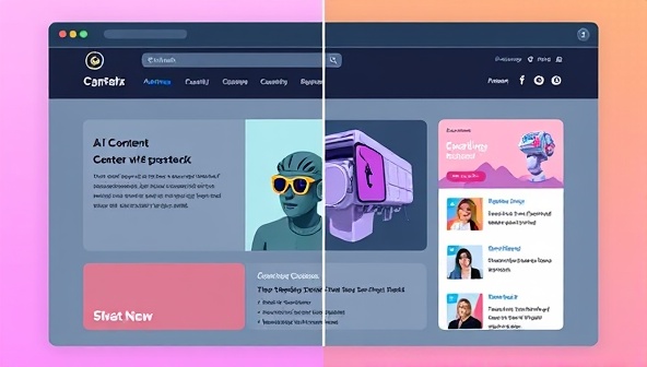 An illustration of a website interface split into two sections: one showing generic content and the other displaying personalized content based on user preferences, highlighting the dynamic nature of AI-powered personalization.