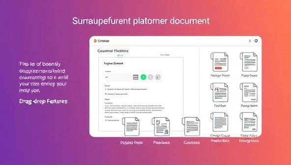 A visually appealing representation of a user-friendly platform interface with drag-and-drop features for legal document creation, accompanied by icons of various legal forms and contracts, emphasizing simplicity and efficiency in document automation.