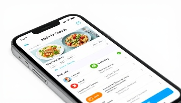 A smartphone screen displaying the MealGenie app interface with personalized meal plans, recipe suggestions, and a grocery list tailored to the user's dietary preferences and health goals, showcasing the convenience and efficiency of AI-driven meal planning.