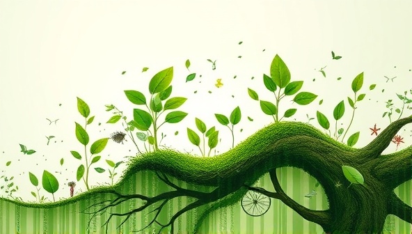 An artistic representation of nature intertwined with digital elements, symbolizing the harmonious blend of sustainability and influencer marketing, conveying the agency's commitment to eco-conscious initiatives.