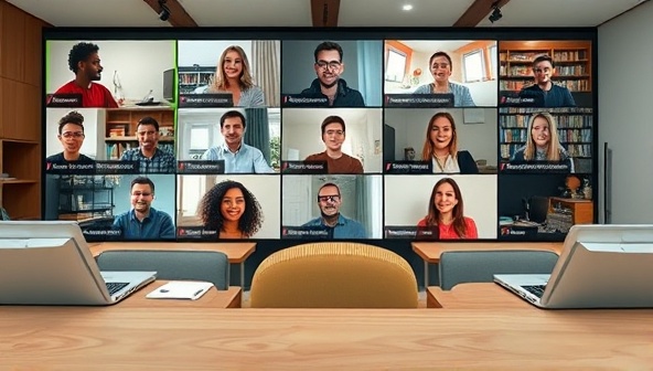 An engaging virtual classroom setting with diverse participants interacting on-screen, exchanging feedback and sharing creative ideas, fostering a supportive and collaborative writing community.