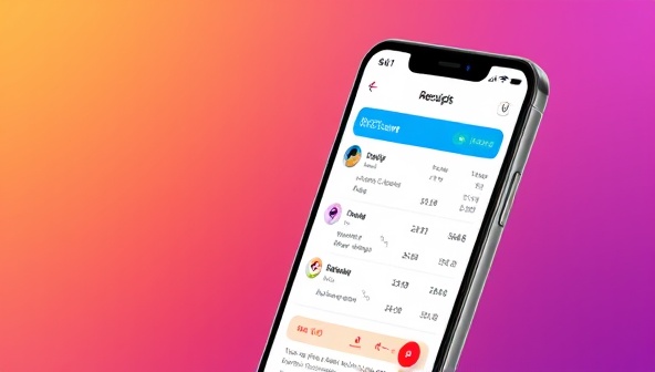 A sleek mobile app interface displaying organized digital receipts with vibrant colors and user-friendly features, symbolizing efficiency and modernity.