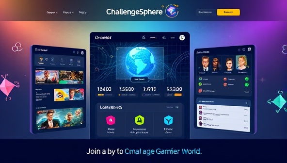 An engaging visual representation of the ChallengeSphere platform interface, featuring multiple gaming challenges, leaderboards, and social interaction elements, enticing players to join the fun and competitive world of social gaming challenges.